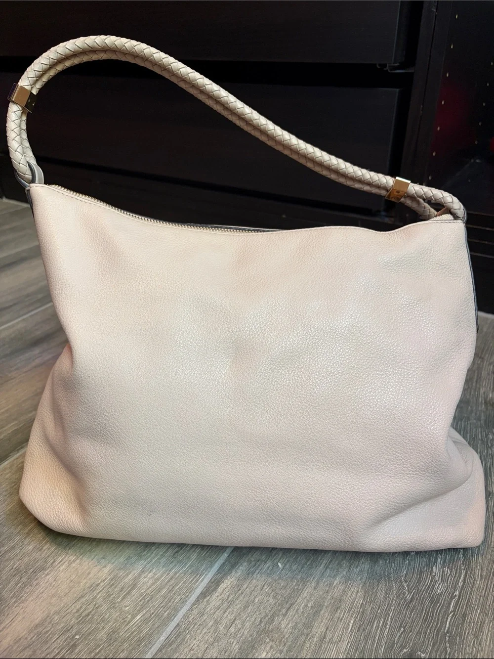 Michael Kors Blush Pebbled Leather Hobo with Braided Strap
